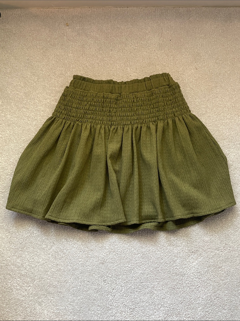 Gianni Bini Olive Green Smocked Circle Skirt